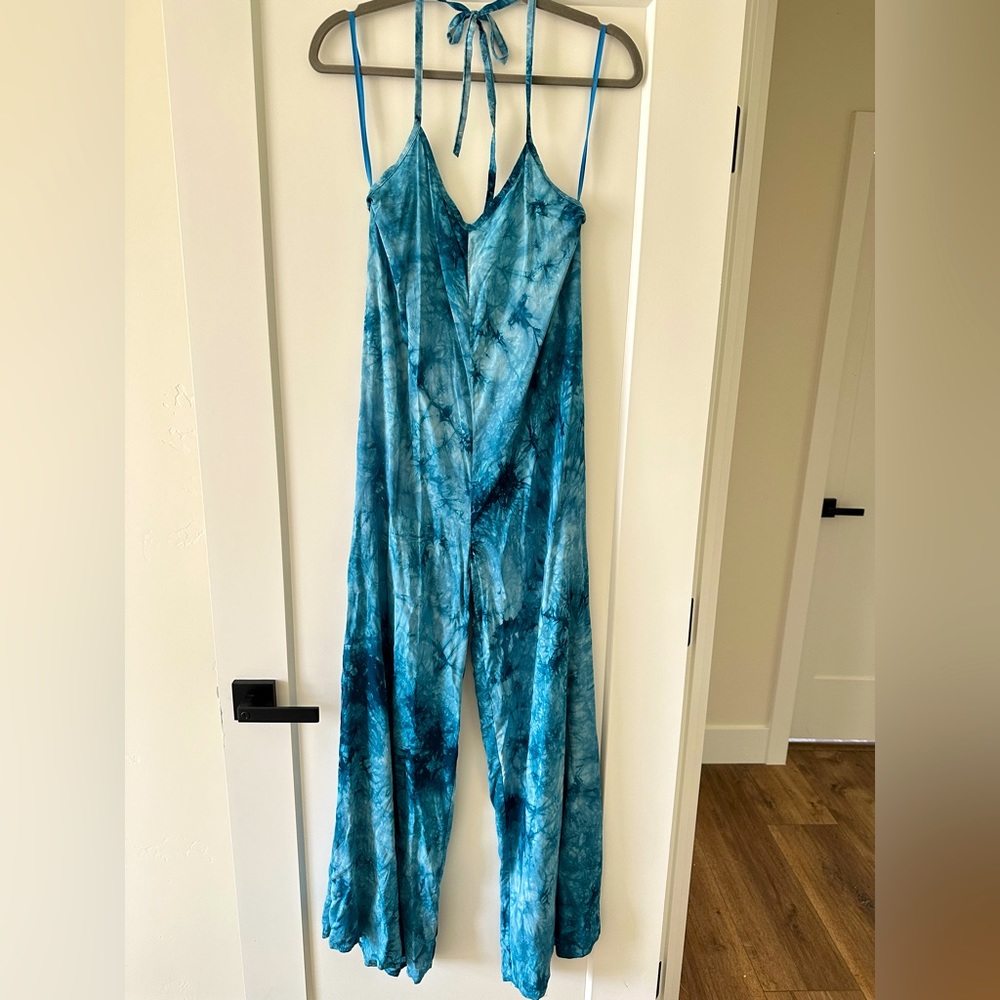 Blue TieDye Halter Jumpsuit